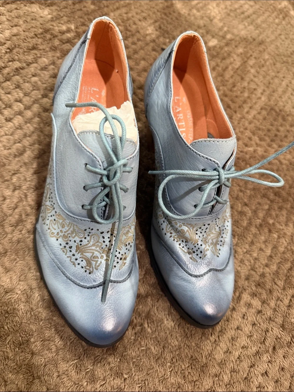 NEW L'ARTISTE Agila Sky Blue Lace-Up heels